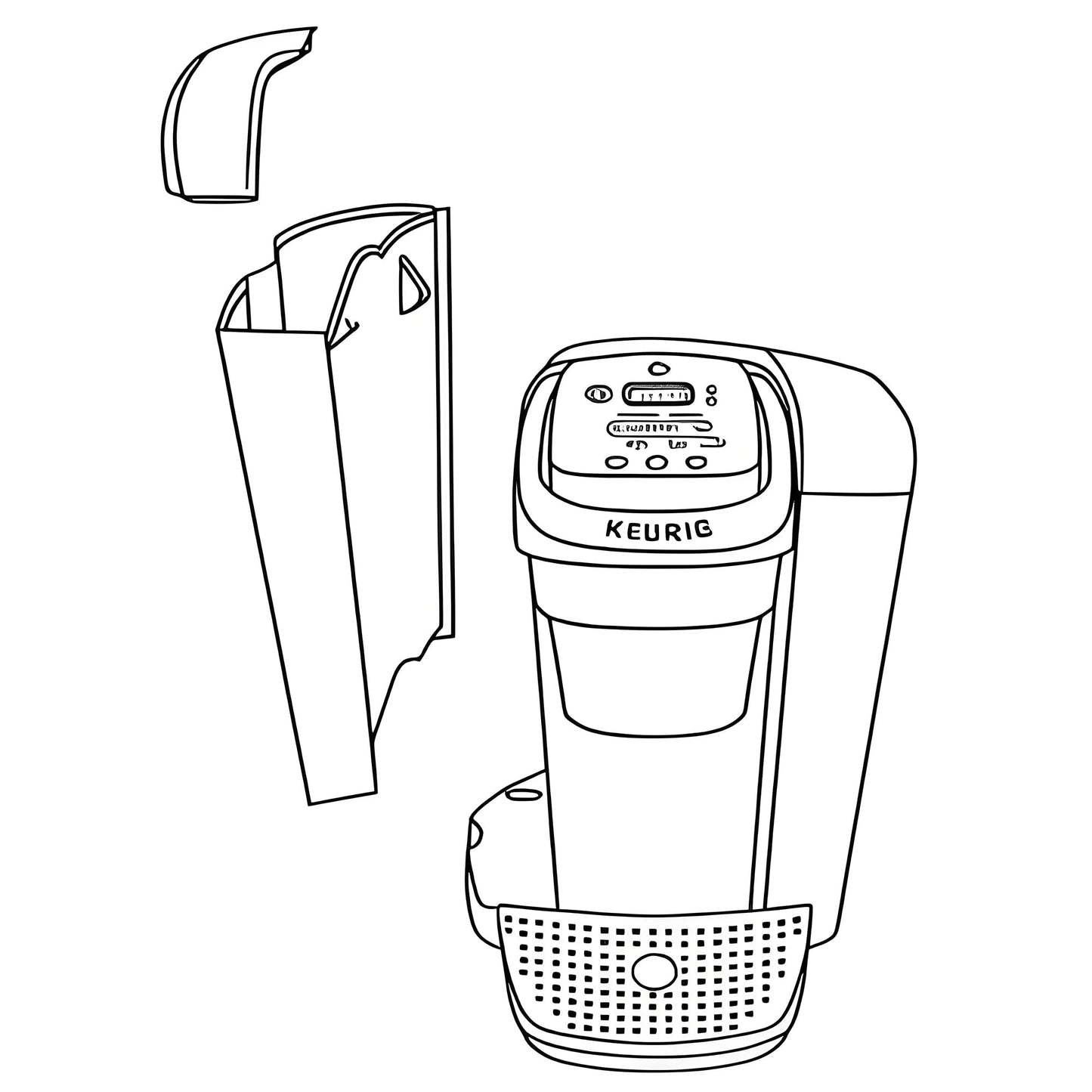 Replacement Water Reservoir + Filter Holder, Compatible with Keurig K-Elite K90 Coffeemaker, 75oz, Brushed Silver