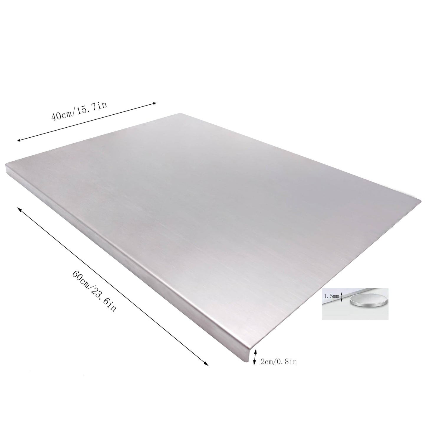 BILLAMB Stainless Steel Cutting Boards for The Kitchen, Suitable for Meat, Fruits, Vegetables, Bread, and Baking Large-sized Cutting Boards (60 x 40cm/23.6 x 15.7 in)