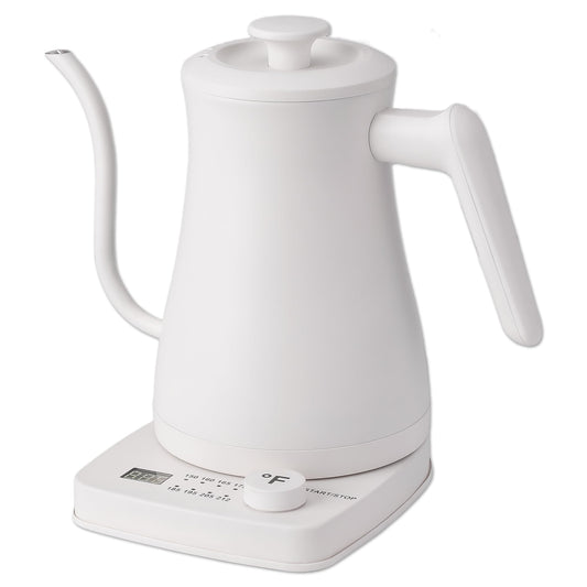 1.0L 1500W Gooseneck Electric Kettle - Stainless Steel Interior - Rapid-Boil - Auto Shut-Off, Boil-Dry Protection, Temperature Control, LED Indicator - White by The Display Guys