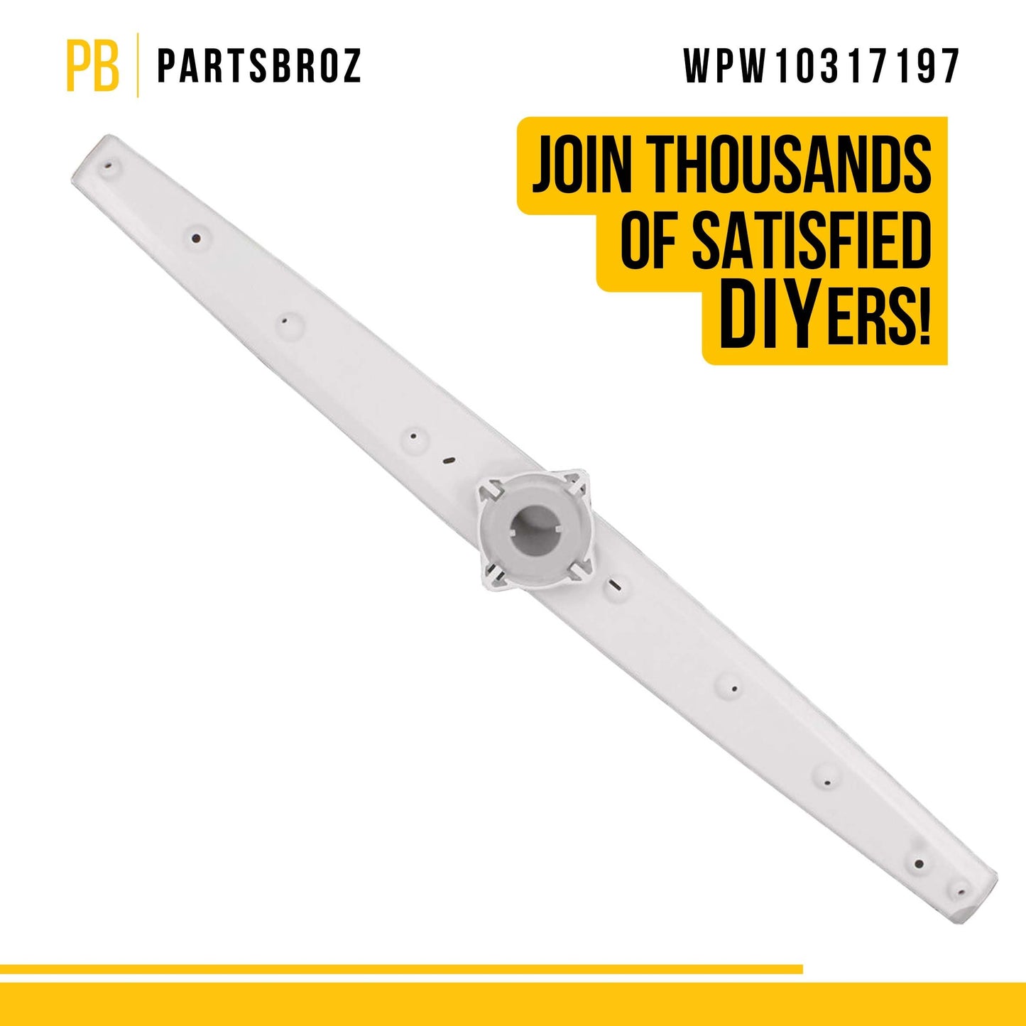PartsBroz WPW10317197 Upper Spray Arm - Compatible With Whirlpool Amana Inglis Dishwasher - Replaces AP6019390 W10317197 2209779 PS11752696 Ultra Durable Replacement