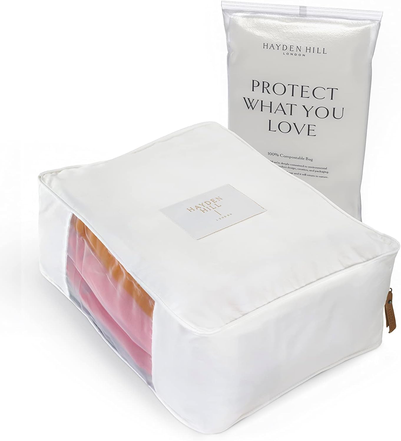 Hayden Hill Luxury Organic Cotton Sweater Storage Bag - Fits 4 Fine Knits - 15 Inch - Breathable Moth Proof Clothes Storage For Cashmere - Garment Organizer For Closet - Certified Carbon Neutral