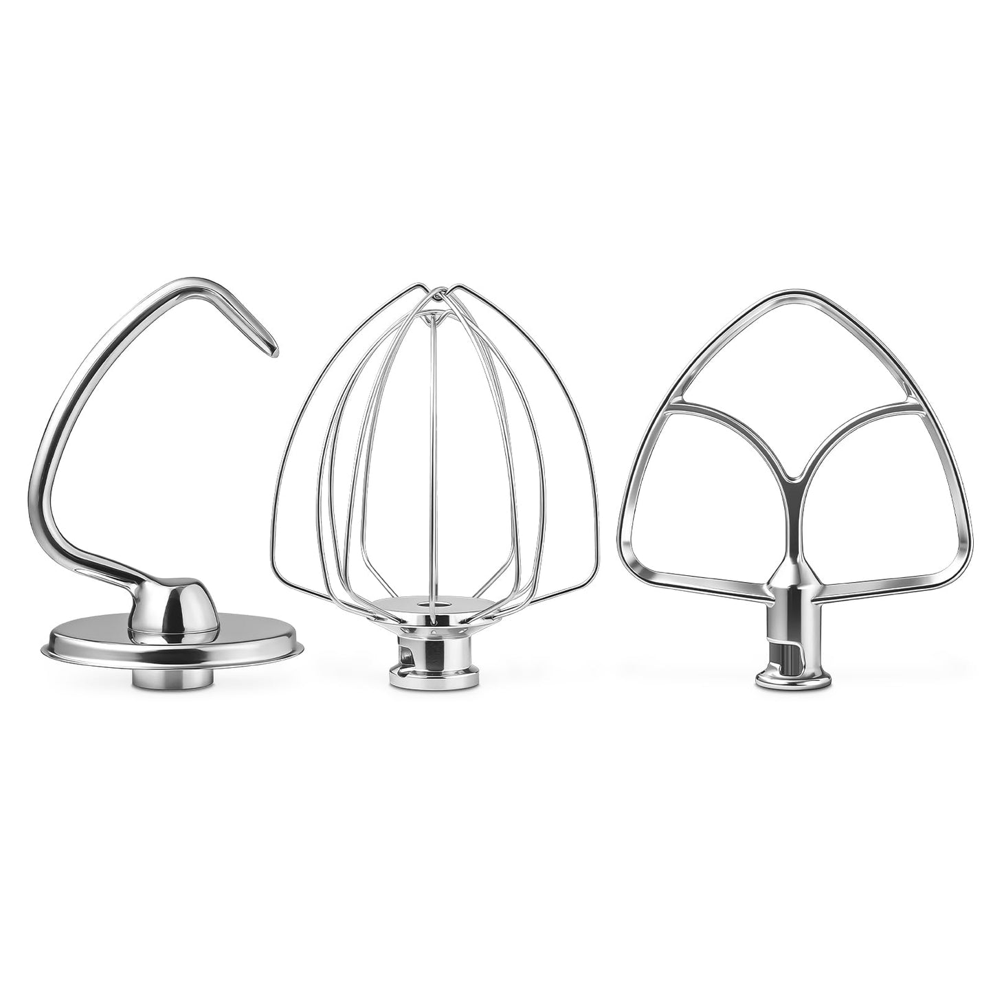 KITOART 3-Piece Kit Mixer Attachments for KitchenAid 4.5-5QT Tilt-Head Stand Mixer - K45WW & K45DH & K45B Replacement, All Stainless Steel, Dishwasher Safe