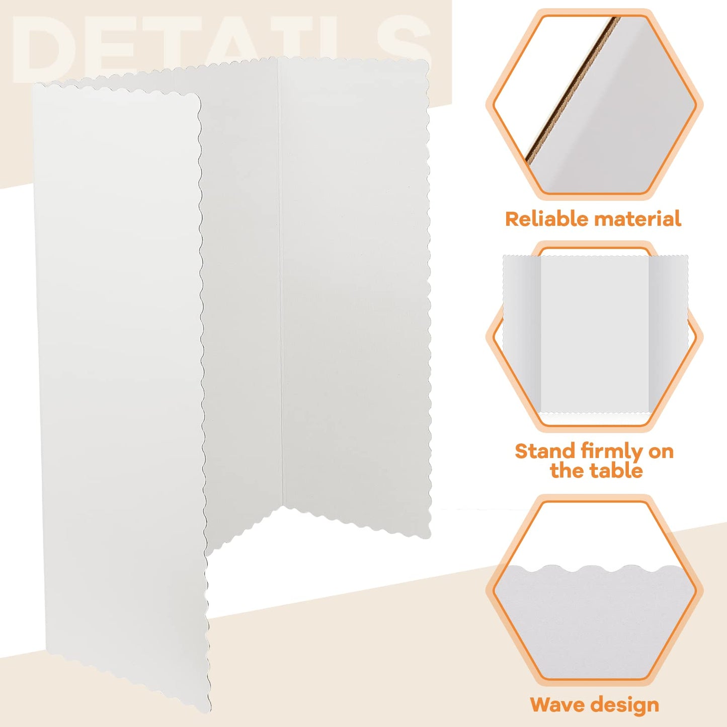 Ctosree 24 Pcs 14 * 22 Inch Tri Fold Poster Board Bulk, Science Fair Project Display Paperboard, Single Wall, Lightweight Presentation Board (White)