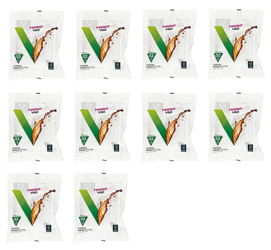 10Set X Hario 02 100-Count Coffee White Paper Filters, 10 Pack Value Set (Total of 1000 Sheets)