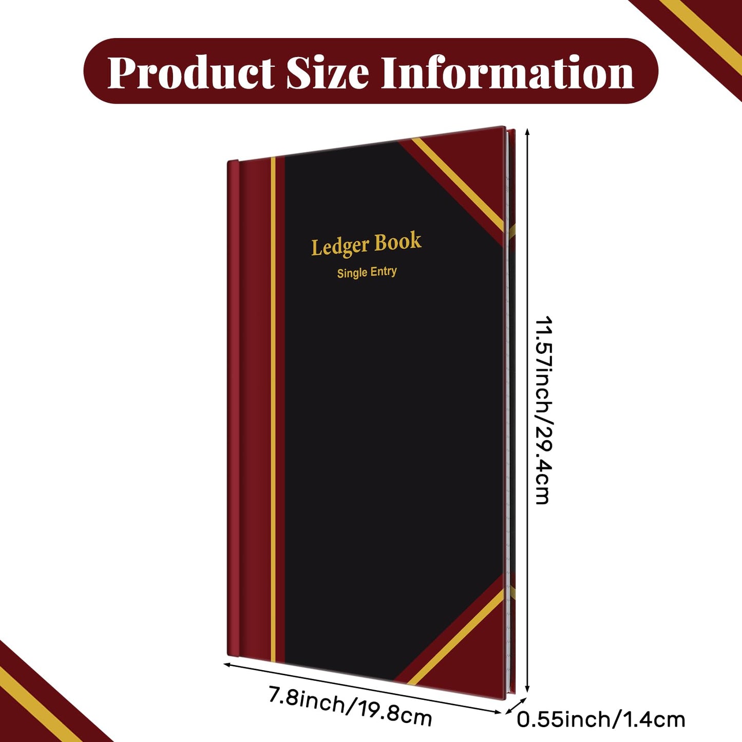 Jetec 2 Pcs Black Ledger Books for Bookkeeping 11.4 x 7.5 Inches Accounting Book Accounting Notebook for Tracking Money, Expenses