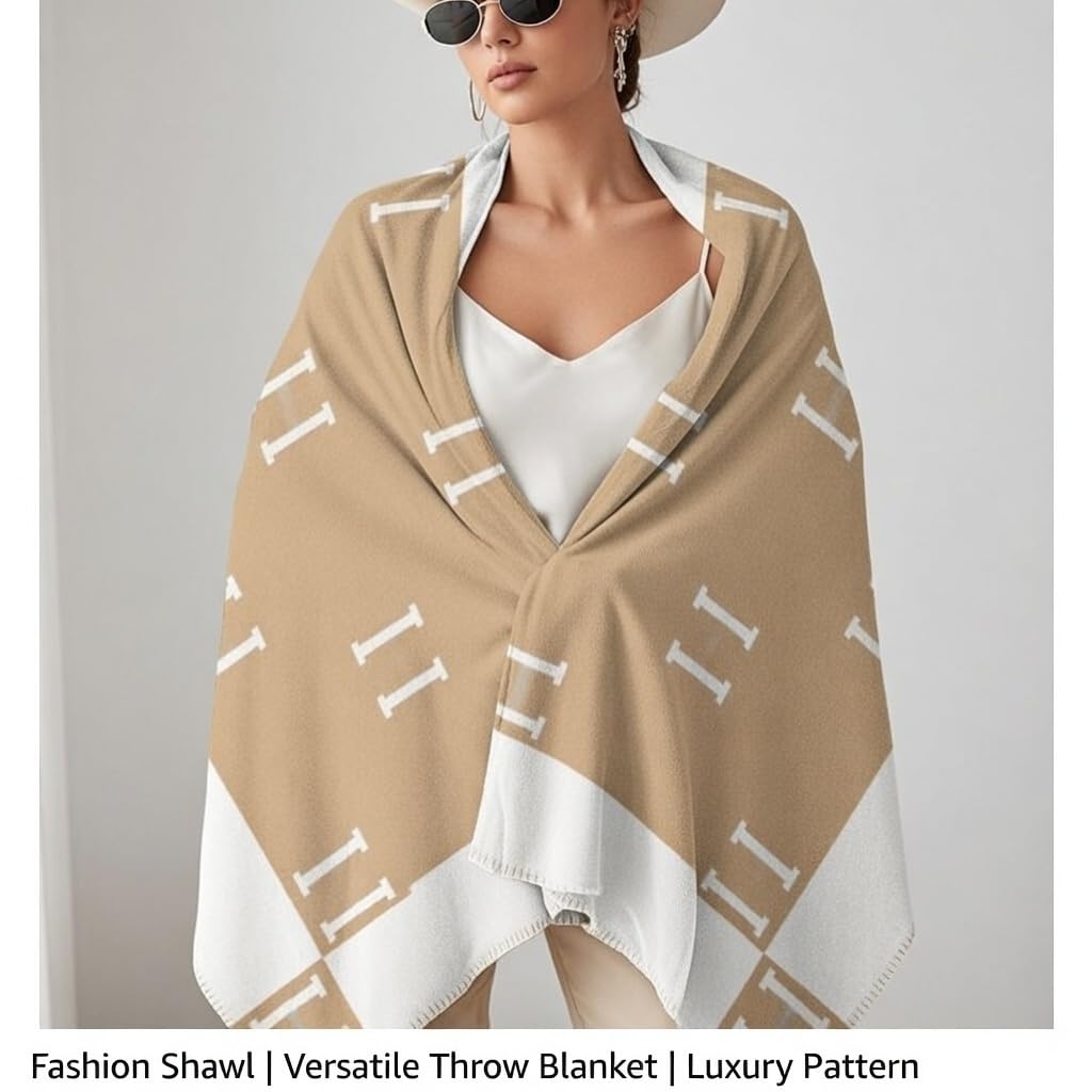 Fcteap h Blanket Soft Throw Blanket Faux Fleece Cashmere Plaid Warm Shawl Thick Knitted Plush Cozy Comfy for Women Throw Blanket for Sofa Couch Bed Queen King Size 55x66 in (Khaki-2)