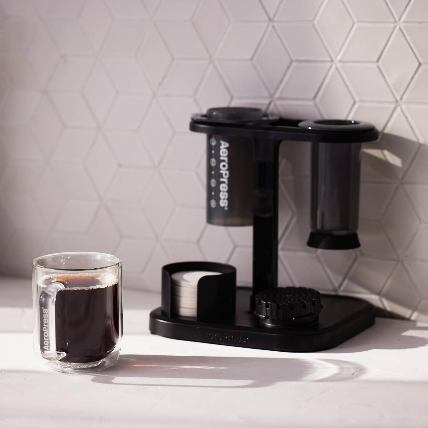 AeroPress Organizer Stand, Durable Coffee Bar Station and Compact Storage Solution Fits Every AeroPress Manual Coffee Maker (Except Premium and Go)