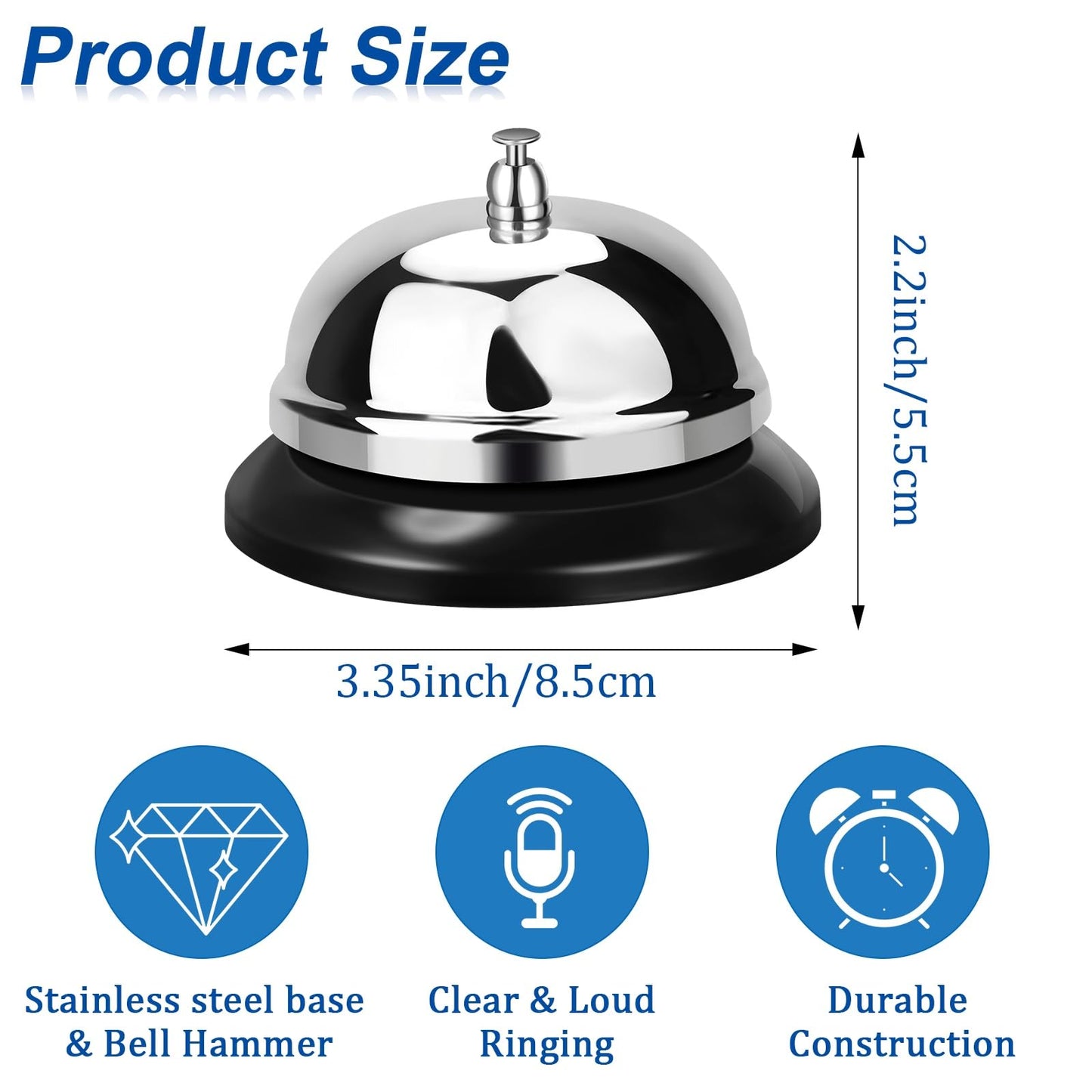 Yexiya 24 Pack Call Bell 3.35 Inch Diameter with Metal Anti-Rust Construction Service Bell for Hotels, Schools, Restaurants, Reception Areas, Hospitals, Warehouses