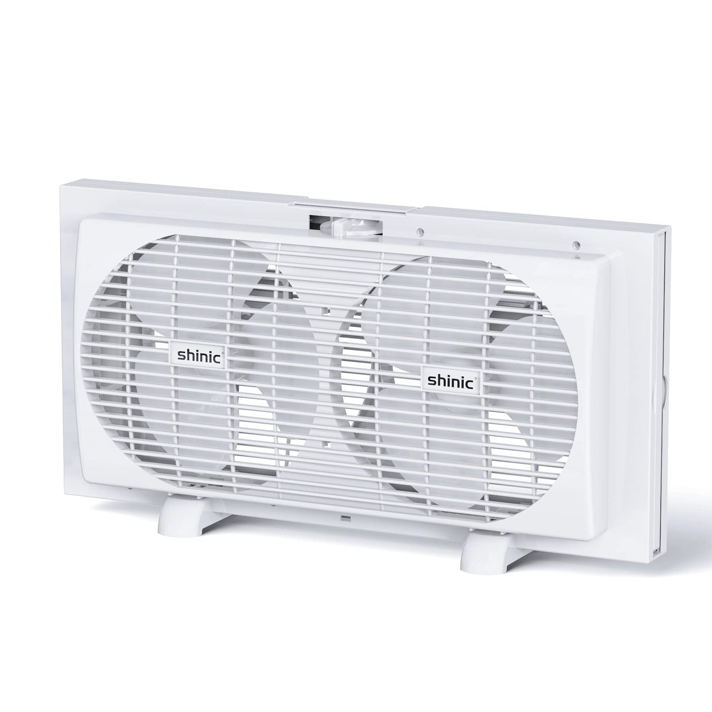shinic 9" Dual Window Fan with Manual Reversible Airflow, 2-Speeds Twin Fans, Expandable Panels (22"-33"), Built-in Handle & Removable Feet, Ideal for Home, Kitchen, Bedroom, Office Ventilation