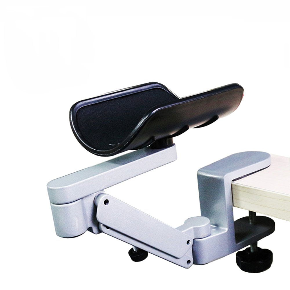 FUZADEL Ergonomic Arm Rest for Desk Rotating Computer Arm Support Clamp On Office Elbow Rest Arm Support Shelf Hand Rest 360 Degrees Rotatable Desk Tray