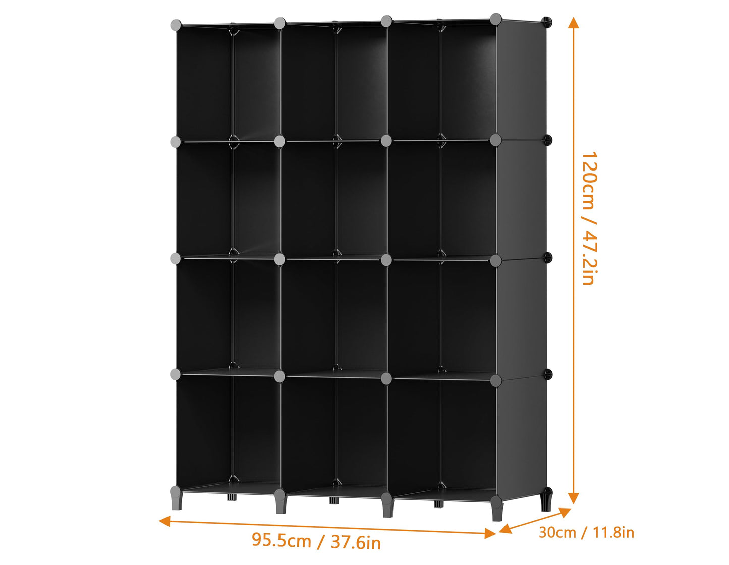 Closet Organizers and Storage, 12 Cube Storage Organizer, Portable Closet Organization Clothes Shelves for Kids, Closet, Bedroom, Bathroom, Office, Black