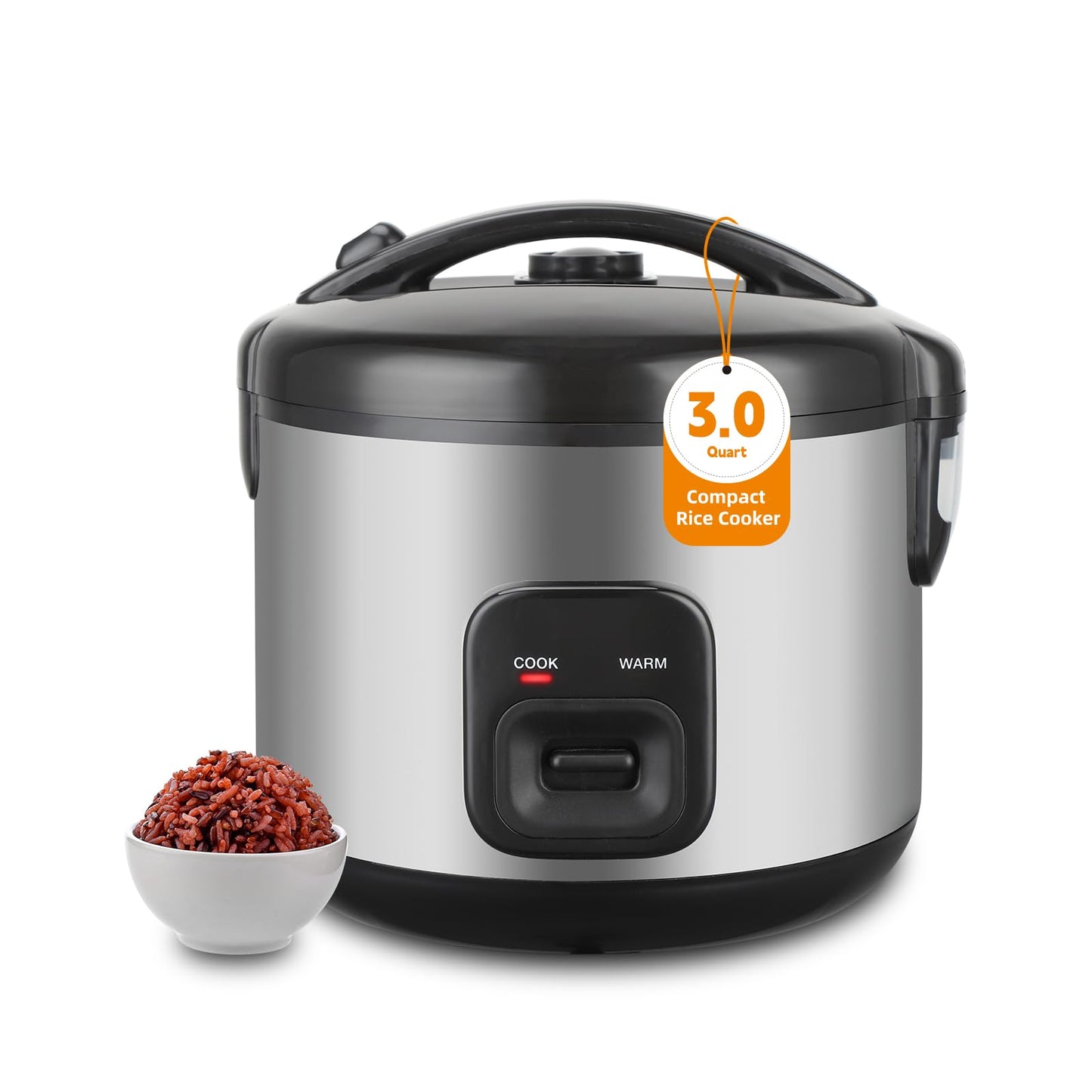 Oshenic Rice Cooker & Steamer Simple 6 Cup(Uncooked)/12 Cup (Cooked)With Steaming Basket,Compact Electric Rice Cooker Non-Stick Inner Pot For Soups,Stews,Grains&Oatmeal,One Touch & Keep Warm Function
