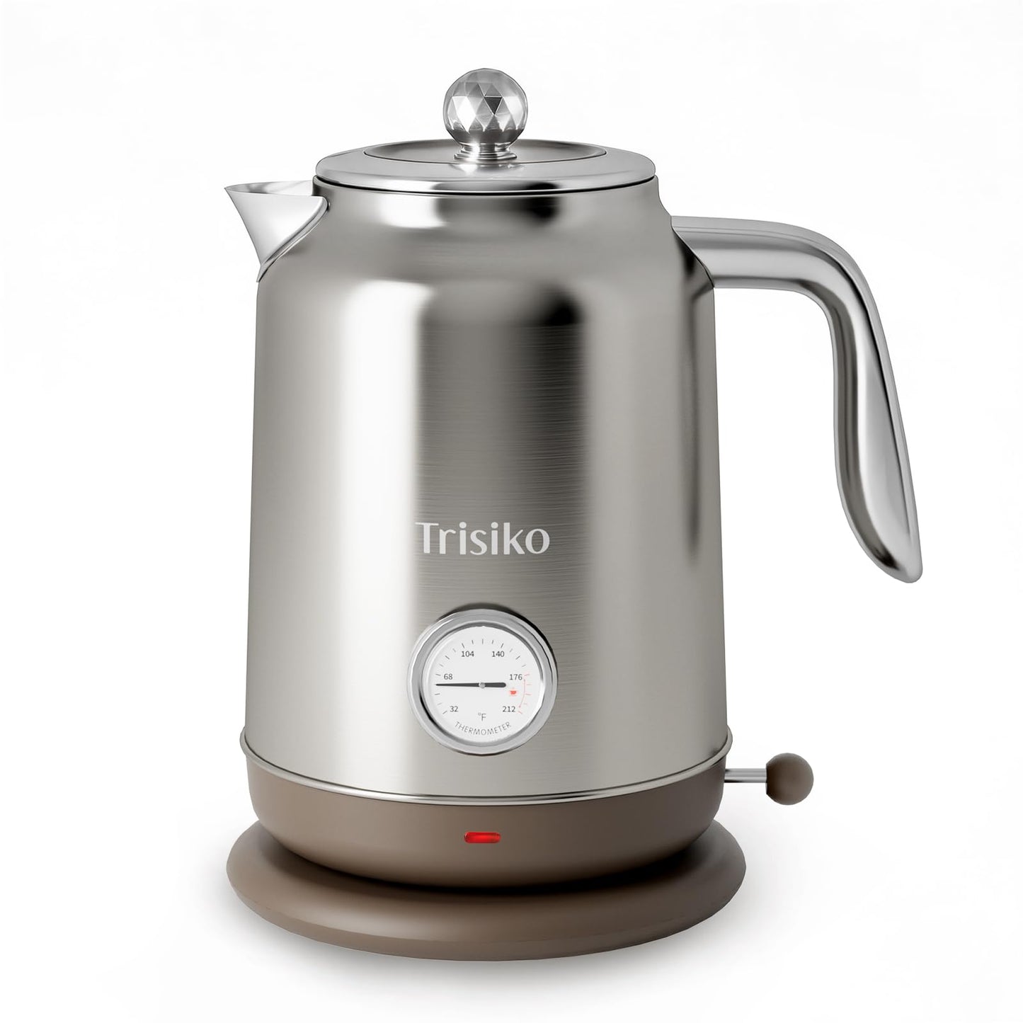 Trisiko 1.7L Large Electric Kettle with Thermometer,57.oz Electric Tea kettle with Automatically Shut Off,304 Stainless Steel,1200W Hot Water Kettle Electric for Coffee&Tea (Chrome)