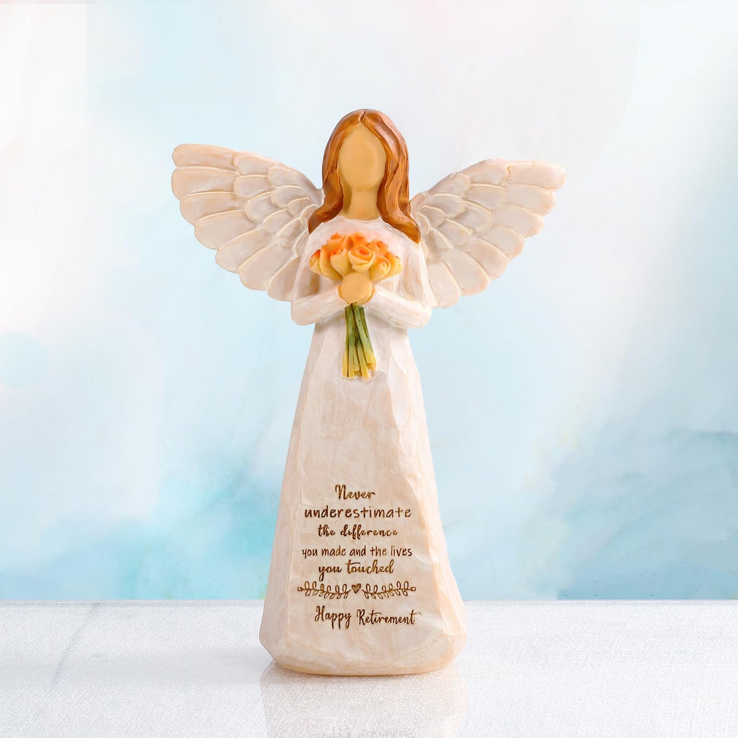Kohehe Retirement Gift for Woman, Happy Retirement Gift for Woman, 5.5” Angel Figurine for Retirement Party Decorations, Retired Gifts for Coworkers Friends