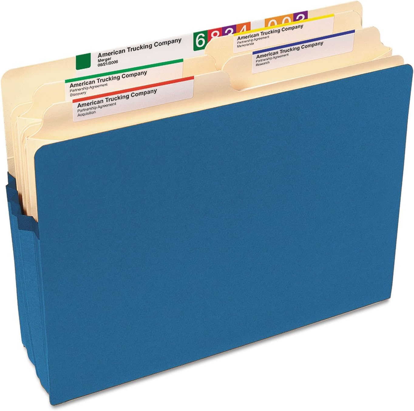 Smead File Pocket, Straight-Cut Tab, 1-3/4" Expansion, Letter Size, Blue, 25 per Box (73215)