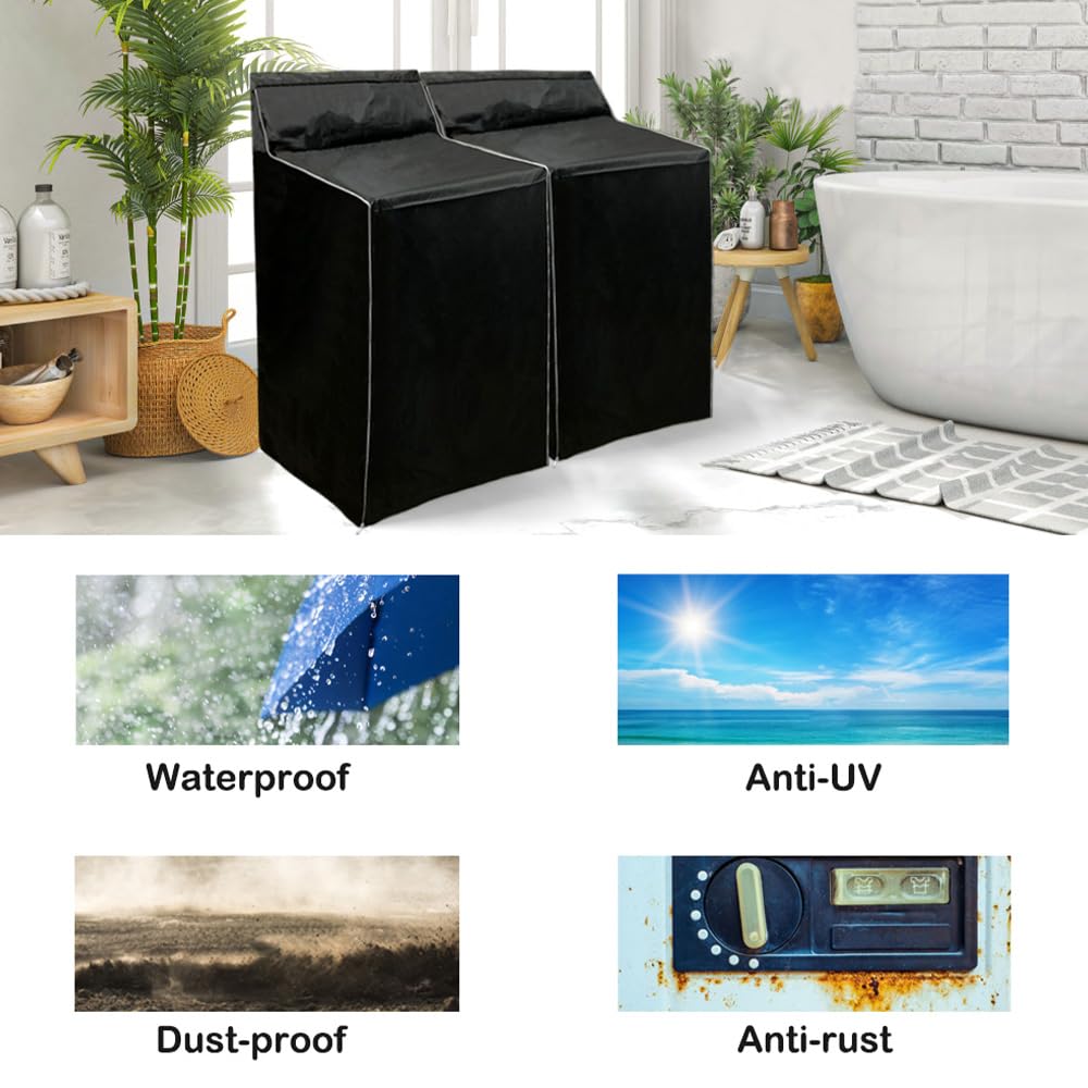 MRPAPA 2Pack Washer and Dryer Covers, Washing Machine Covers Waterproof Dustproof Laundry Dryer Protect Cover, Zipper Design Sunproof washer and dryer covers for the top and Front load Washer/Dryer