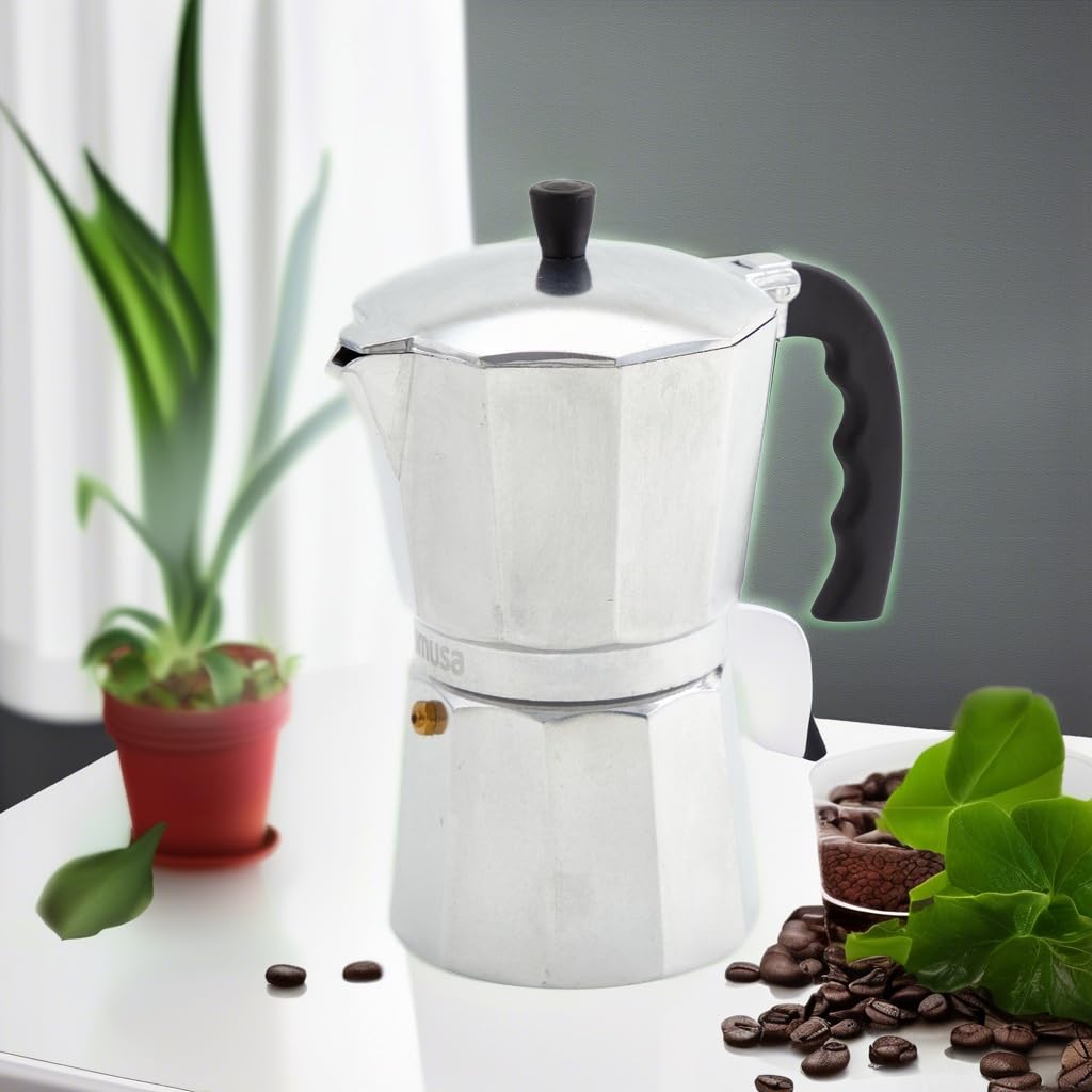 IMUSA 9 Cup Cast Aluminum Stovetop Coffeemaker, Moka Pot for Classic Cuban, Italian, and Espresso Style Coffee