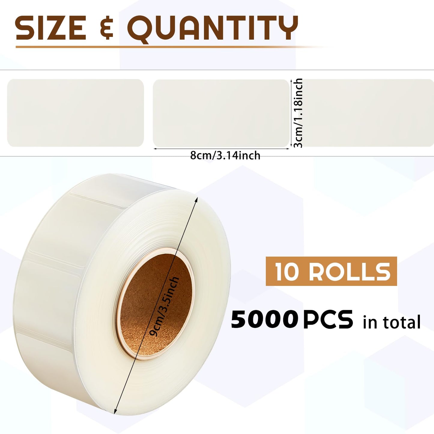 Zonon 5000 Pcs Label Protector Back to School Clear Labels Stickers Wafer Seals Waterproof Labels Library Supplies for Protecting Barcodes, Numbers and Stickers (3.15 x 1.18 Inch,Rectangle)
