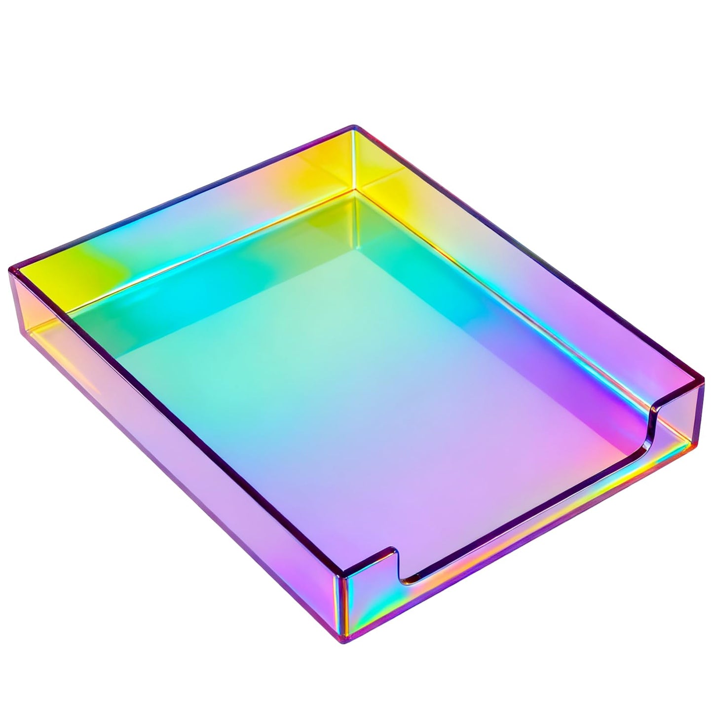 Paper Tray Acrylic File Organizer for Desk Letter Tray Desk Organizer Document Holder Sorter Storage for A4 Office Supplies Magazines, 13.8x10.6x2.4 Inches, Iridescent