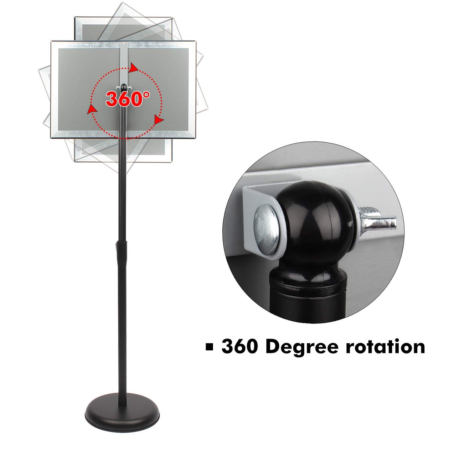 DISPLAYSWORKER Sign Stand, Sign Holder Floor Stand with Heavy Duty Pedestal ,Adjustable Pedestal Poster Stand Aluminum Snap Frame for 8.5 x 11 Inch, Black