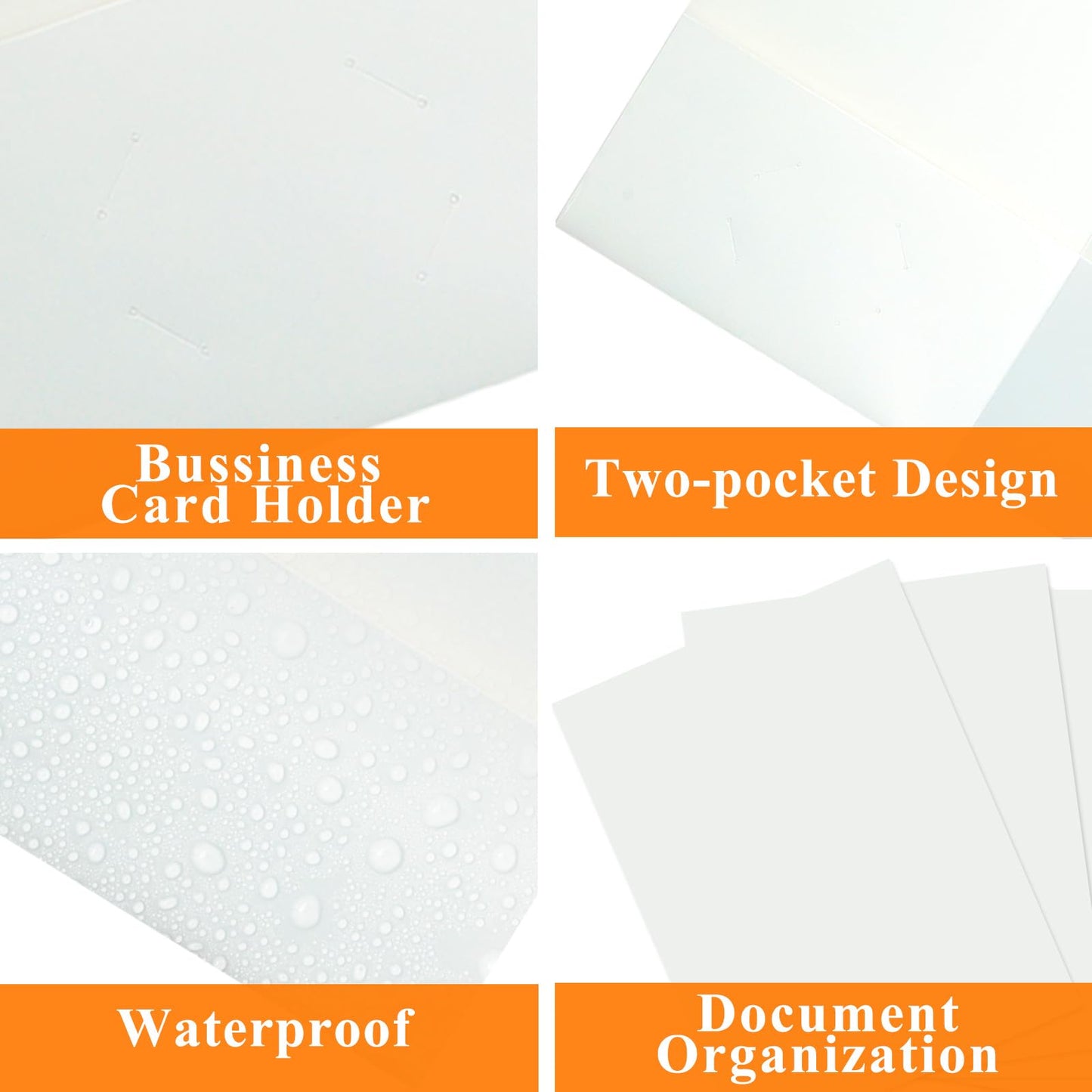 pmybupo 100Pcs White Folders with Pockets and Business Card Holder,2 Pocket Folders for School,Home or Office,Durable Heavy Duty File Folders