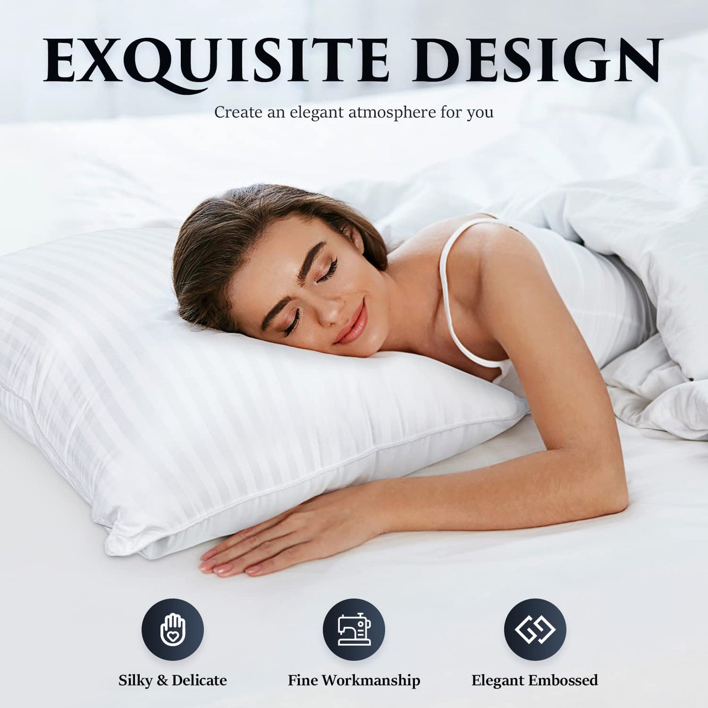 COZSINOOR Bed Pillows for Sleeping Queen Size - Hotel Quality Set of 2 - Breathable Cooling Down Alternative Microfiber Filled for Back, Stomach, Side Sleepers Skin-Friendly