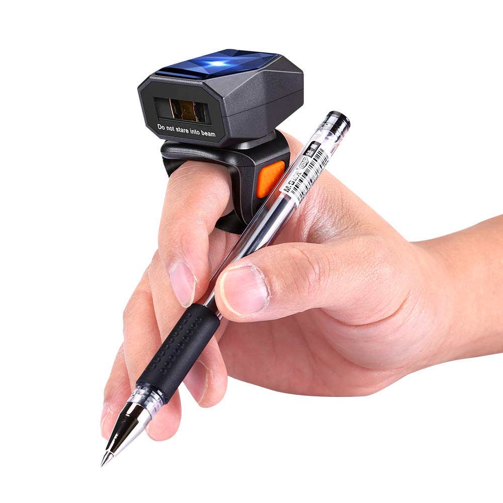 Eyoyo 1D Bluetooth Wearable Ring Barcode Scanner, Portable Bar Code Reader with 2.4GHz Wireless & USB Wired Connection Compatible with iPhone iPad Android iOS, for Book, Warehouse Inventory, Express
