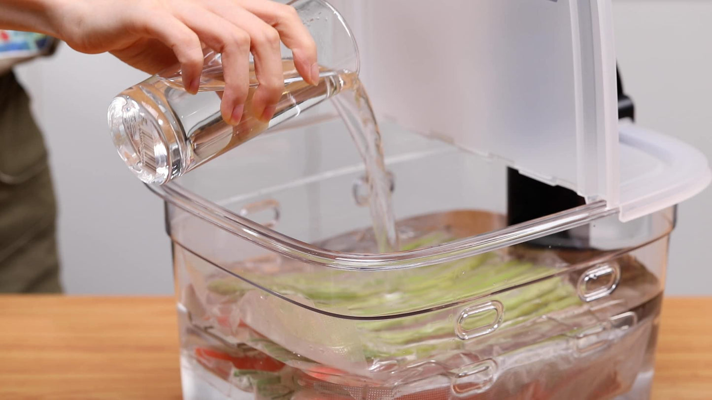 EVERIE Sous Vide Container 12 Quarts with Collapsible Hinge Lid and Removable Built-in Rack Compatible with Anova Nano AN400 and AN500-US00 and Instant Pot and Breville Joule Sous Vide Cooker