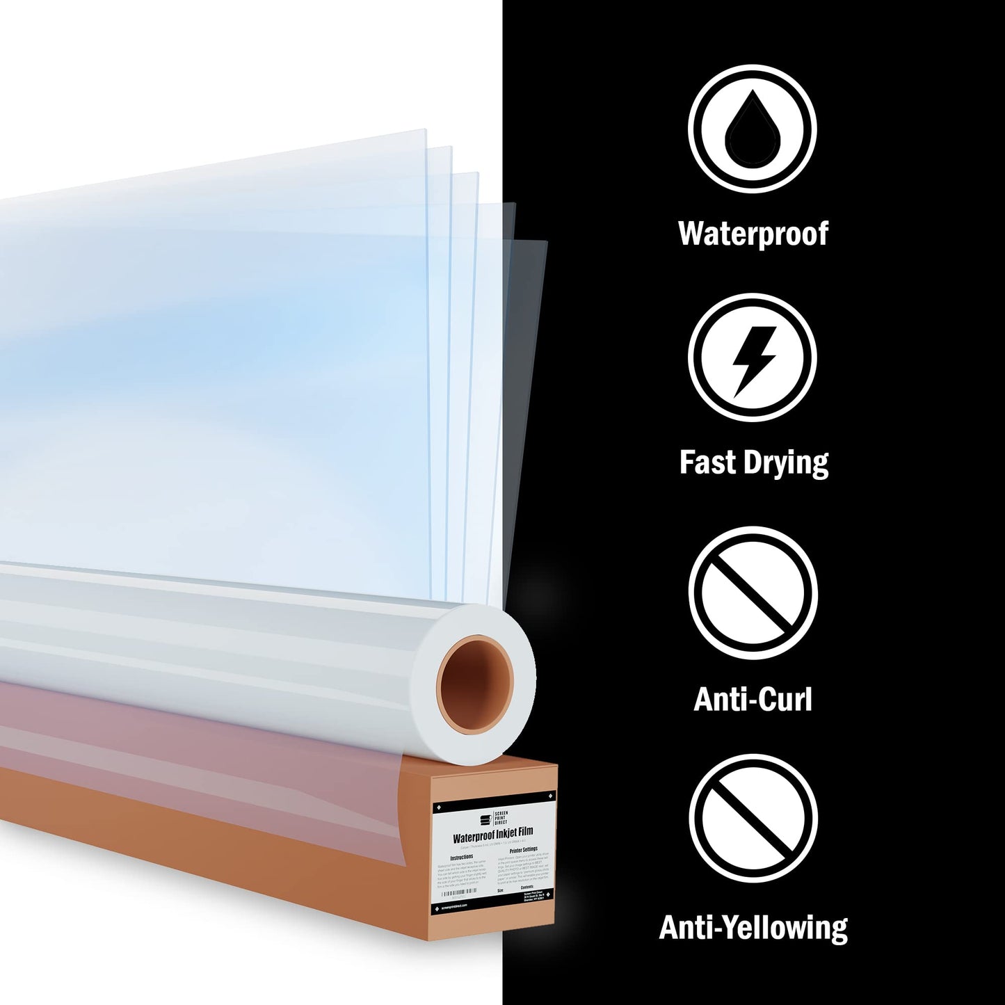 Screen Print Direct® Waterproof Inkjet Transparency Sheets(13" x 19" - 25 Sheets) - Transparency Film for Silk Screen Printing, Inkjet Film Sheets for Screen Printers - Screen Printing Supplies
