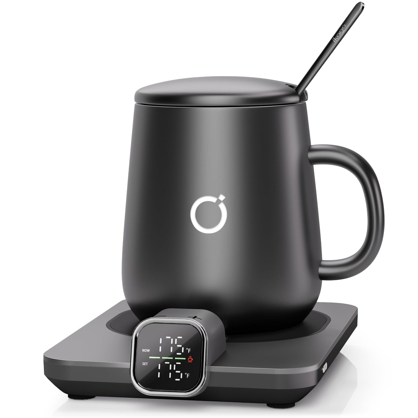 Coffee Mug Warmer & iKago Mug Set, Accurate Temperature Control Smart Heated Mug for Desk, Electric Coffee Warmer with Auto Shut Off & Real-Time Temp Display, Gifts for Men Women, 15oz Ceramic Mug