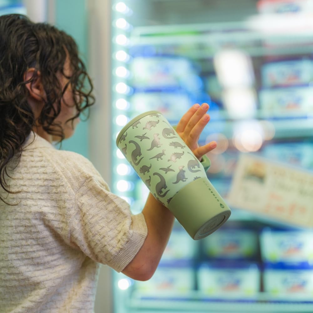 HydroJug Kids - 20 oz Insulated Kids Water Bottle with Flip Straw & Handle | Leak-Proof & Durable | Perfect for School, Sports, Lunch, Travel & Camp, Dinosaur