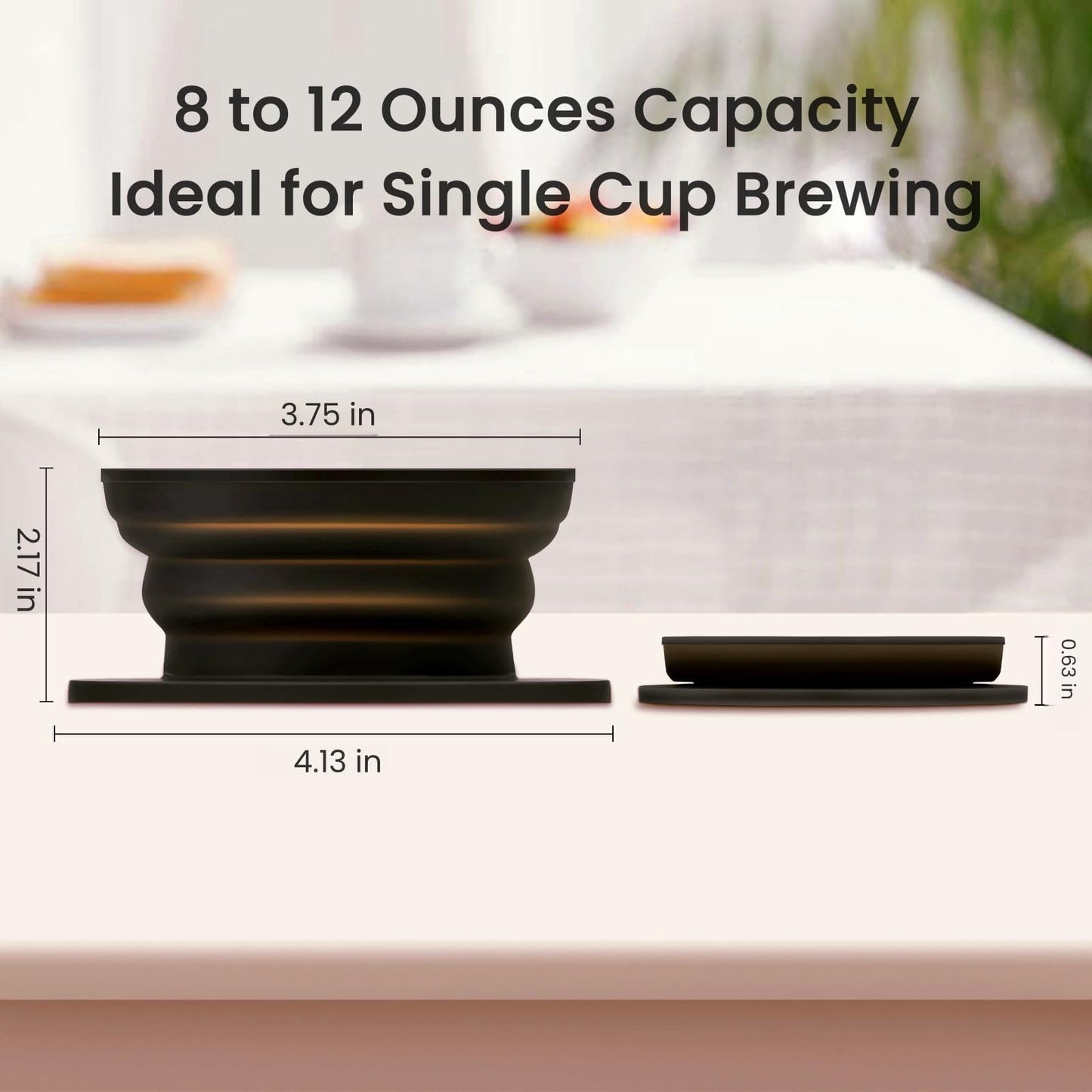 DOFQQG Travel Electric Kettle Small, Collpasible Electric Kettle, Portable Tea Kettle + Paperless Collapsible Pour Over Coffee Dripper, Travel Pour Over Coffee Maker Camping Single Cup (Black)