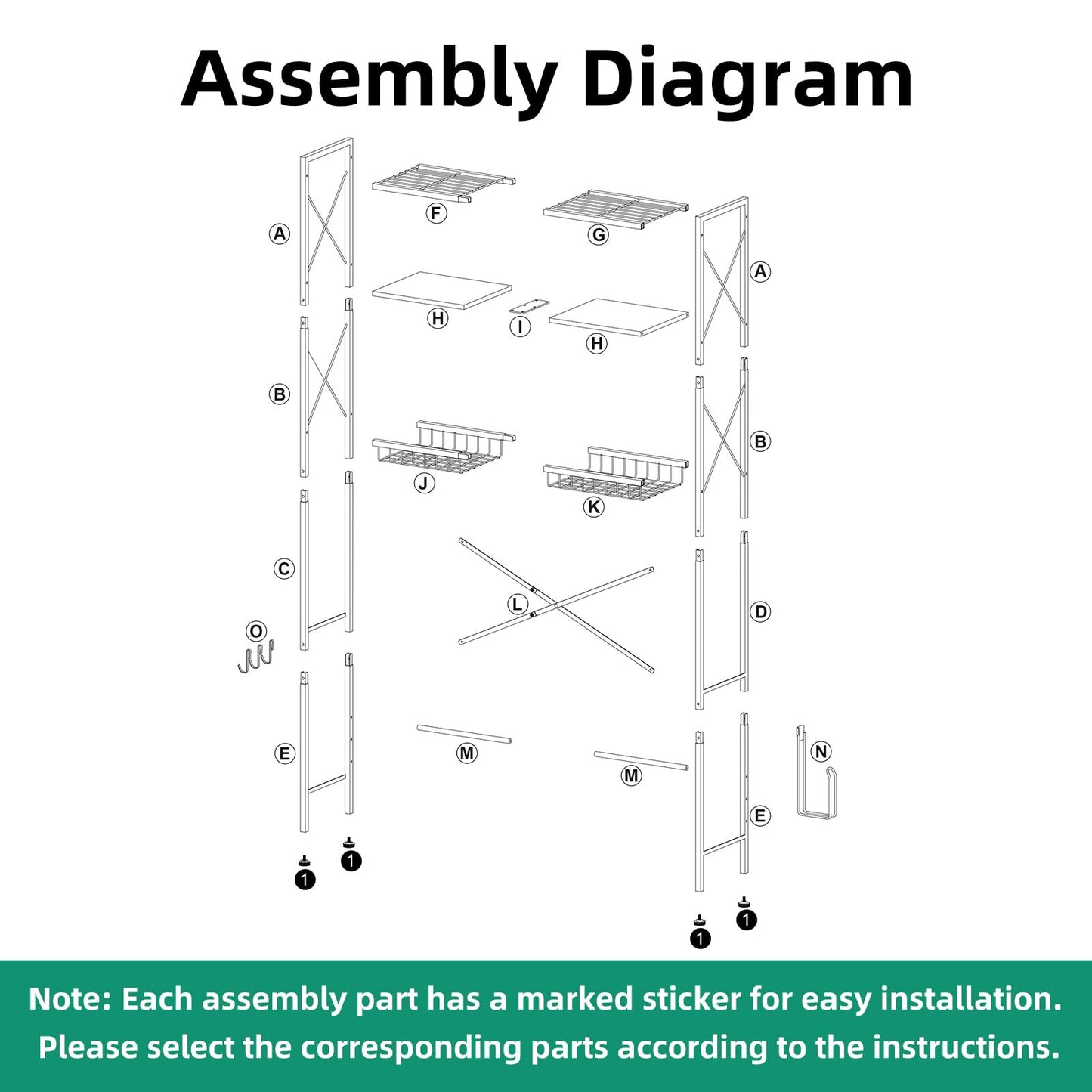 Kalrin Over The Toilet Storage with X Shape Side Guardrail, 3-Tier Over Toilet Storage Rack with Drain Basket, Freestanding Bathroom Organizer for Balcony Laundry, Pure Black