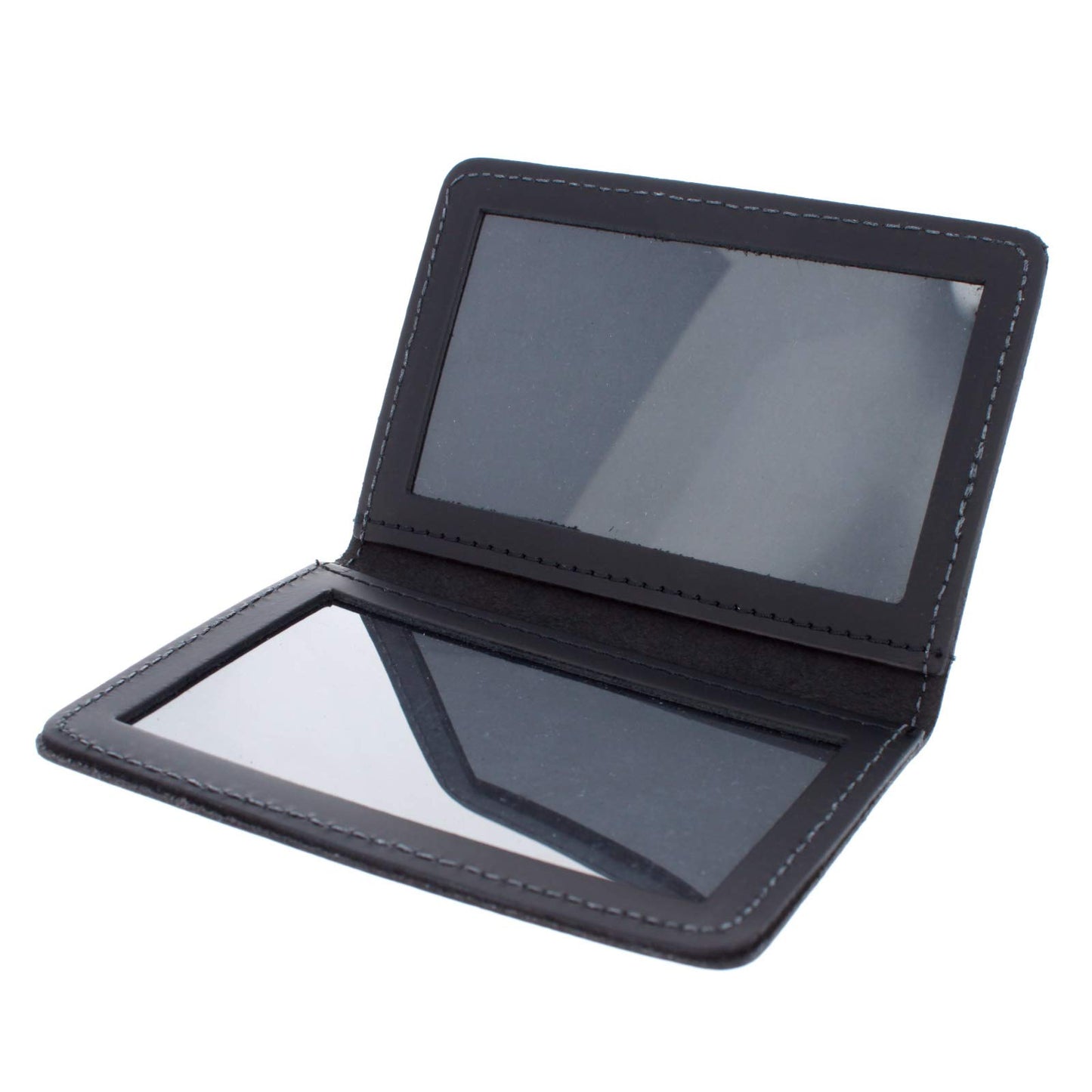 ASR Federal Leather Bifold Minimalist Double ID Card Credential Holder (Smooth Black)
