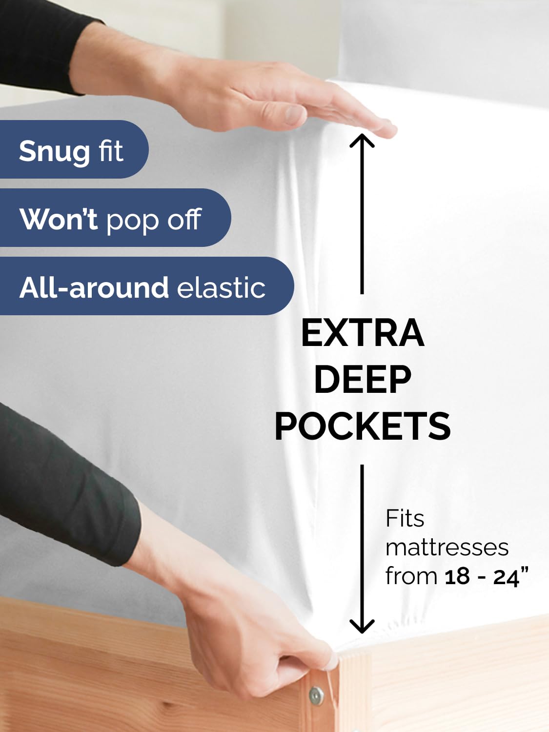 Extra Deep King Sheet Set - 6 Piece Breathable and Cooling Sheets - Hotel Luxury Bedding for Women, Men, Kids & Teens - Easy & Secure Fit - Soft, Wrinkle Free and Comfy - Extra Deep Pockets - White