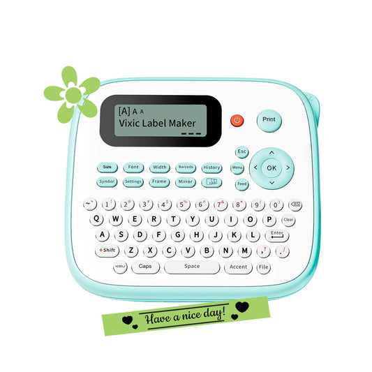 Vixic Label Makers, Label Maker Machine with Different Fonts, D210S Portable Labeler Machine with QWERTY Keyboard, Labelmaker with 12mm Laminated Waterproof-Labels for Home Office School Kids Items