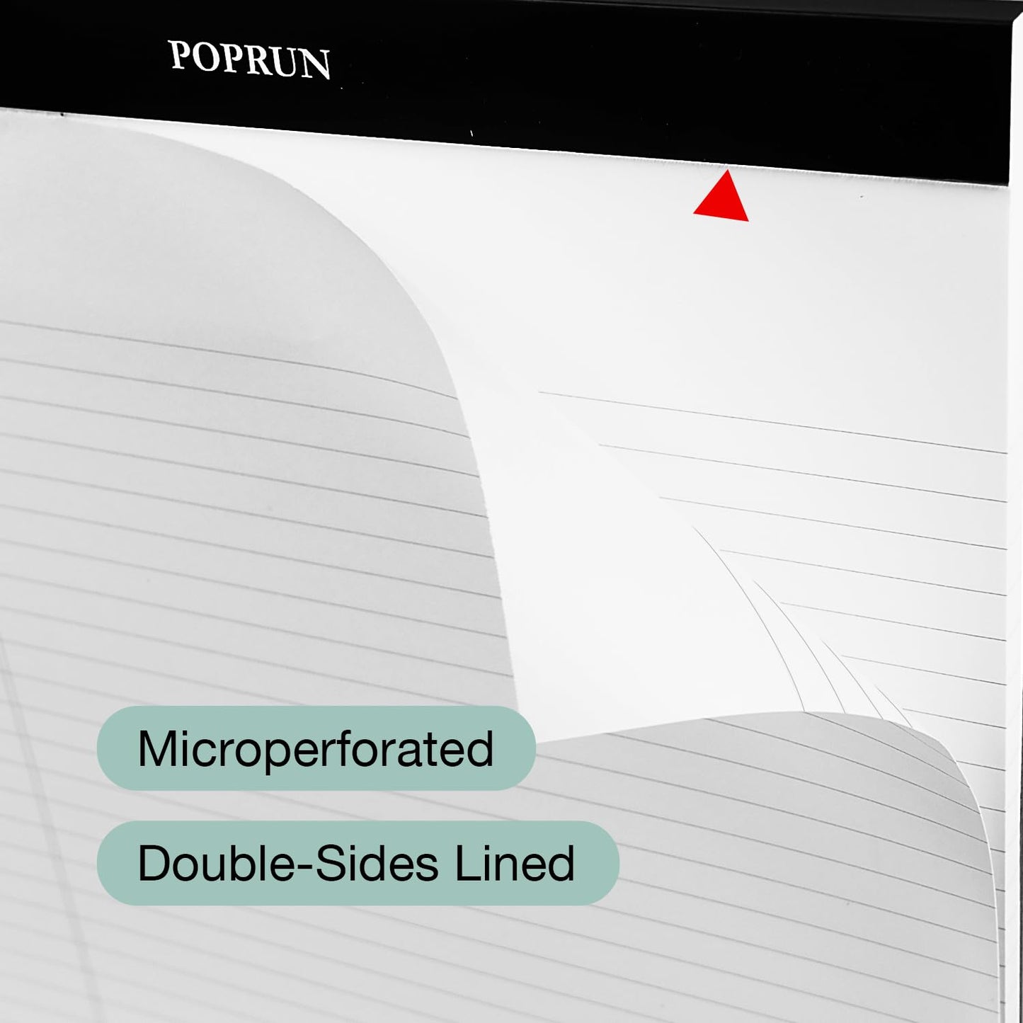 POPRUN Note Pads 6 Pack, Bright White Paper with Cardback, Wide Ruled 50 Sheets 8-1/2" x 11-3/4", Bulk Lined Legal Pads for Work, Home, School Supply