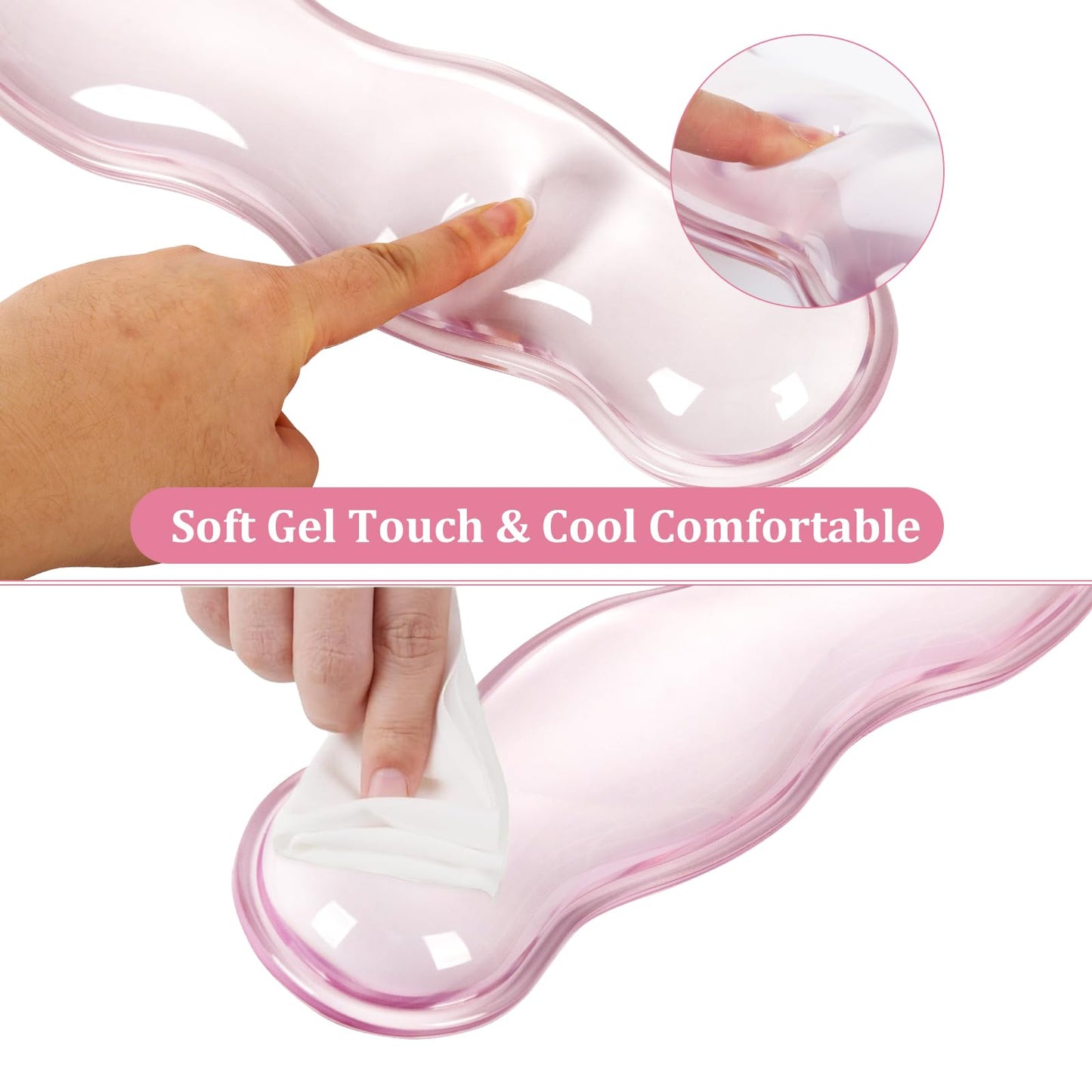 L-SPOUTTO Pink Heart Mouse Pad Set,Scalloped XXL Desk Mat + Ergonomic Mouse Wrist Rest + Gel Keyboard Wrist Rest for Keyboard 65%/75%,3in1 Large Desk Pad for Desktop Home Office Computer Game