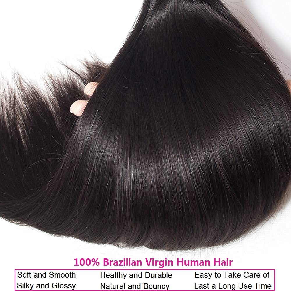 10A Brazilian Straight Human Hair Bundles 18 20 22 Inch 100% Unprocessed Virgin Straight Weave 3 Bundles Deals Human Hair