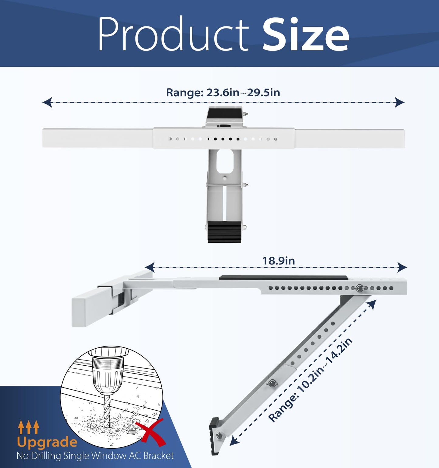 ISOKER No Drilling Window AC Bracket,HVAC Brackets Fits Single & Double-Hung Windows,Holds Up to 165lbs,Heavy Duty Single Arm Window Air Conditioner Bracket for 5000-12000 BTU Units