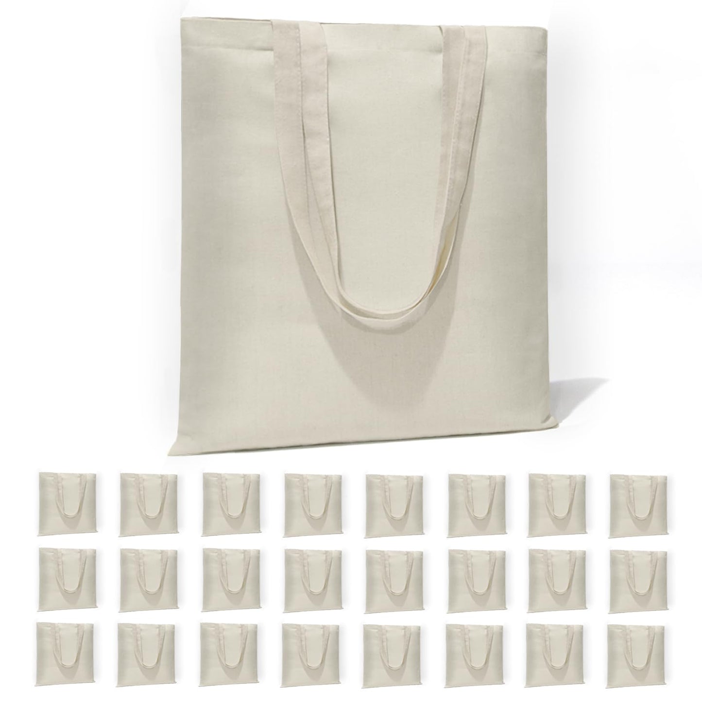 HECTOLIFE 24 Pack Canvas Tote, Reusable Blank Canvas for Shopping,Grocery Bags,DIY Gift Bags