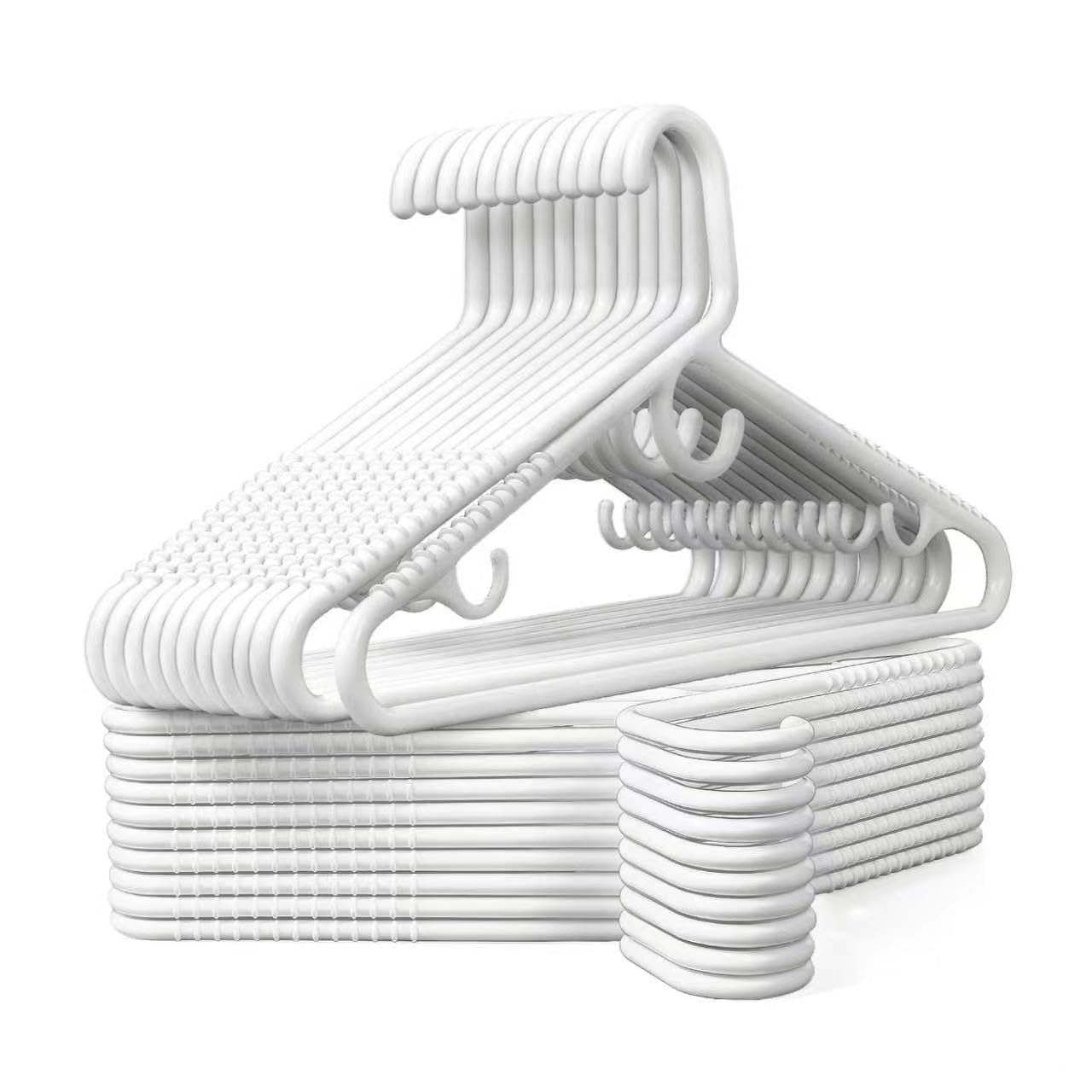 Amber Home 36 Pack Heavy Duty Plastic Hangers, Non-Slip White Clothes Hangers with Pants Bar, Thick Plastic Hangers for Closet Organization, Suit, Shirt, Coat & Jacket