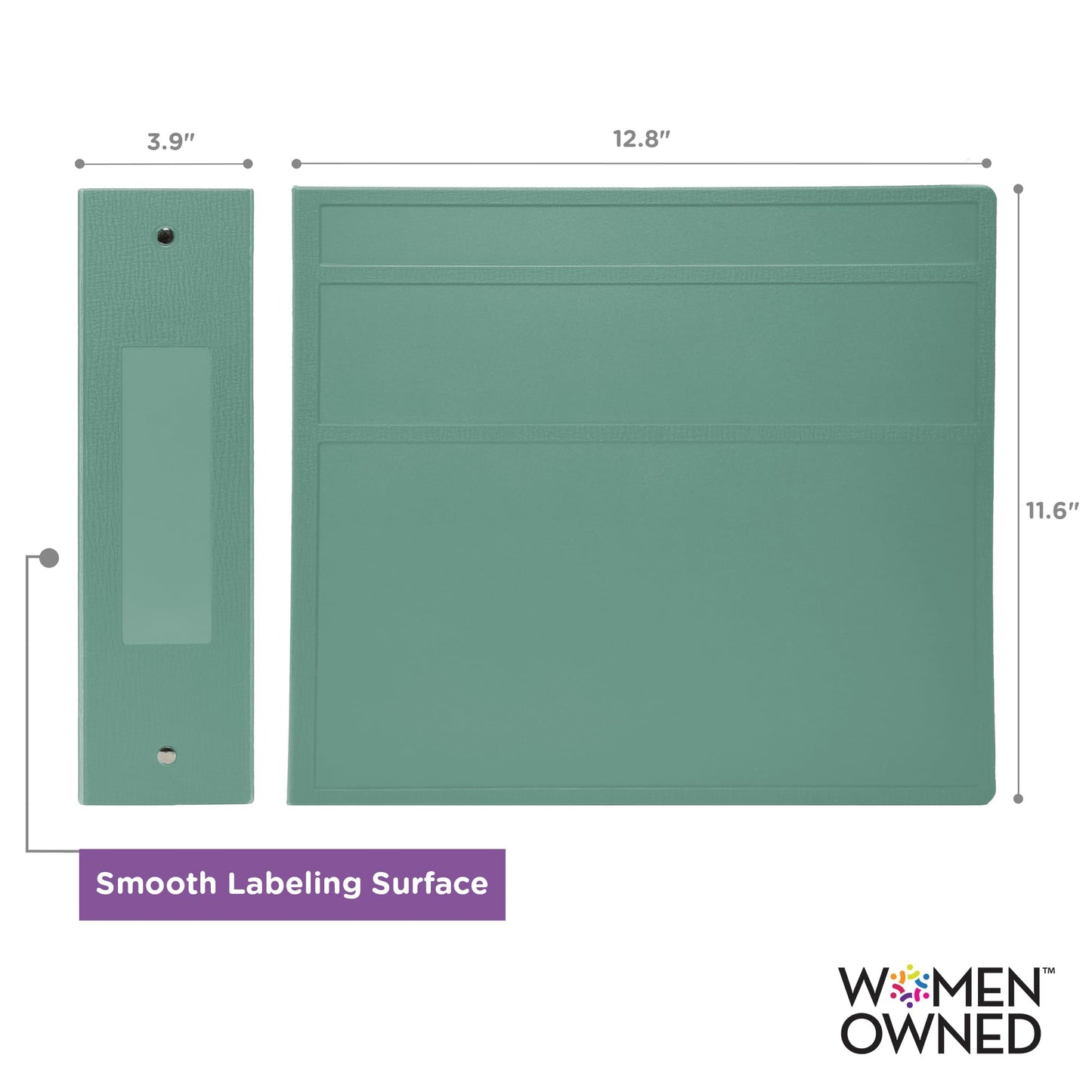 Carstens 4-Inch Heavy Duty 3-Ring Binder - Side Opening, Mint, Durable Plastic, Precision No-Gap Rings, Waterproof Cover, No Pockets, Holds 600 US Letter Sheets, BPA-Free, Made in USA (1844-3R)