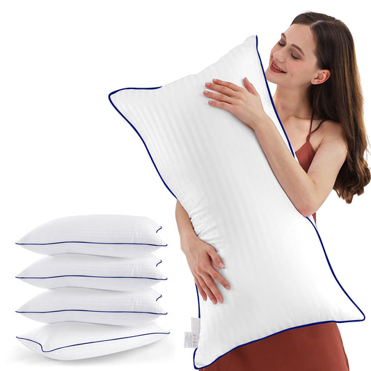 SEMZSOM Bed Pillows for Sleeping, King Size Pillows Set of 4 Luxury Hotel Pillows with Soft Fluffy Down Alternative Filling for Back, Stomach and Side Sleepers