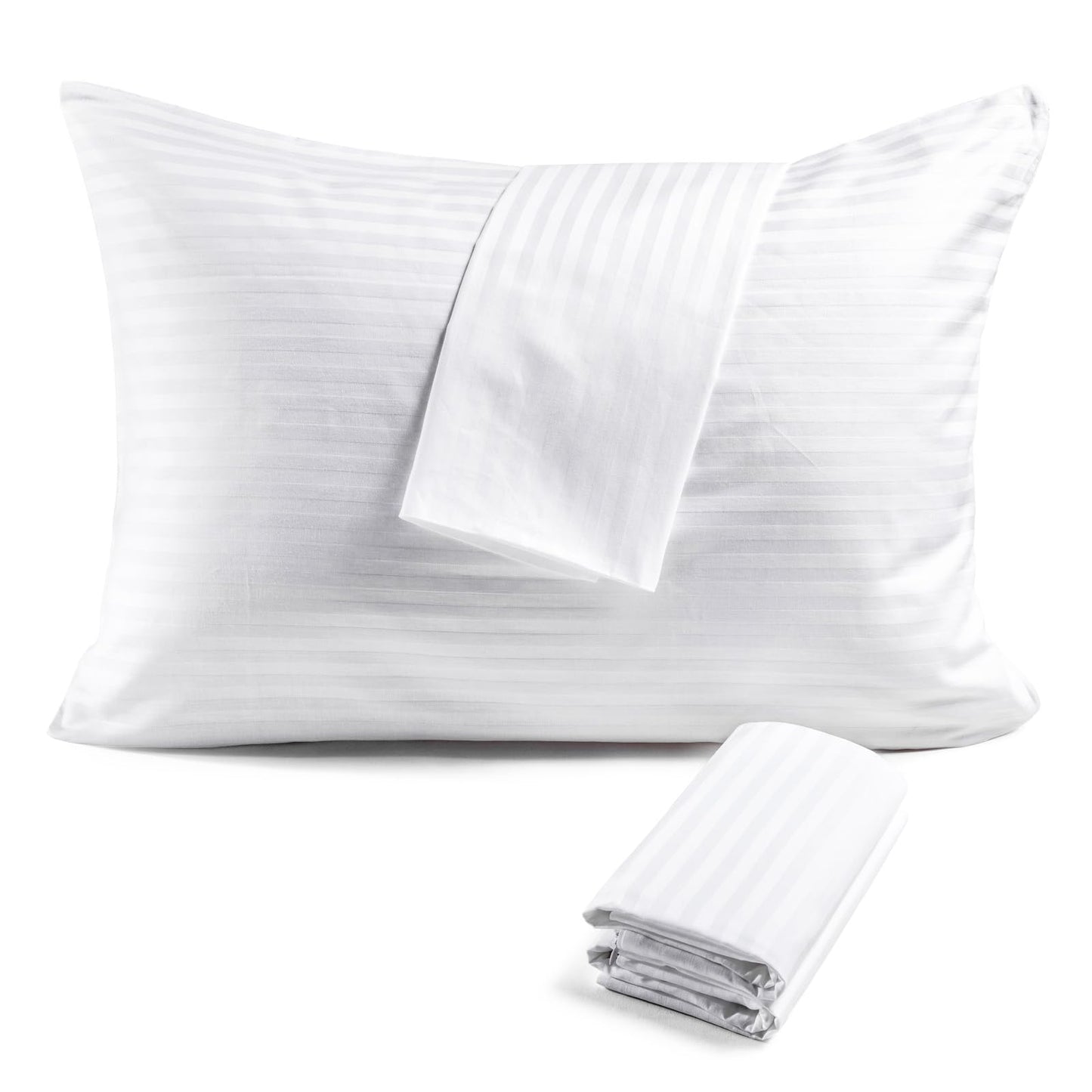 FAUNNA 600TC 100% Cotton Pillow Protectors, Standard Size (20x26), 6 Pack, Oeko-TEX Certified, Hotel Grade Pillow Cover with Silent Zipper, Zip Up Pillow Cases, White