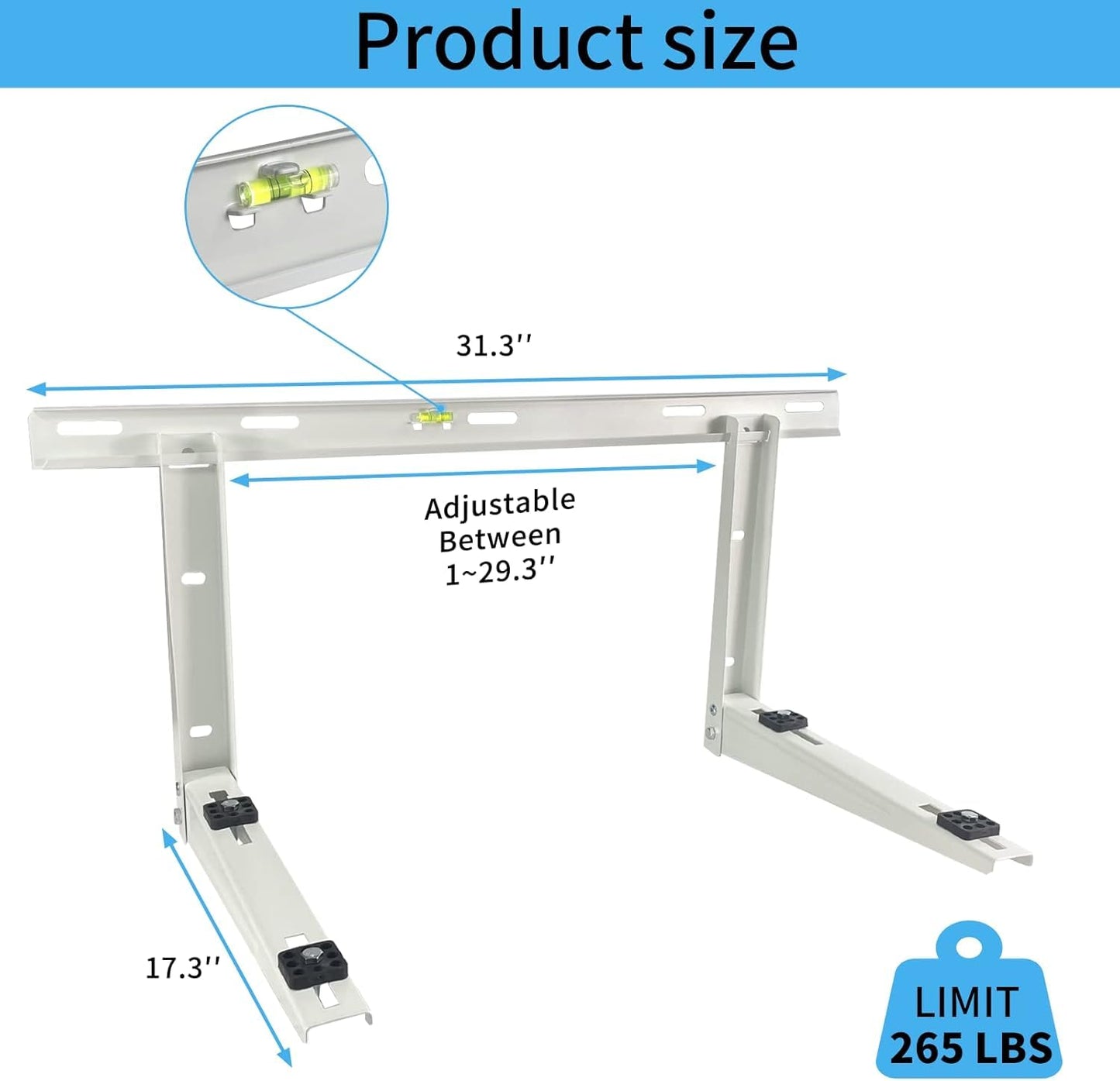 Homydom Heavy Duty Outdoor Wall Mounting Bracket for Ductless Mini Split AC & Heat Pump | Universal Condenser Stand Fits 7000-18000 BTU | Anti-Vibration Rubber Mounts, Supports Up to 265 Lbs