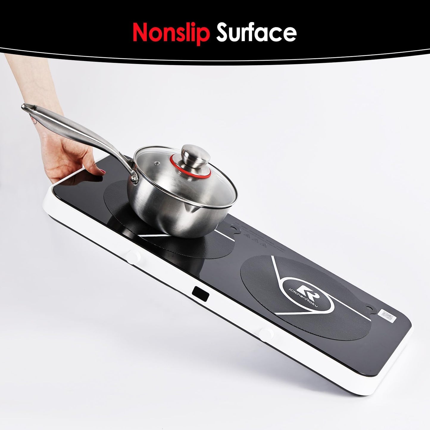 5 PCS Induction Cooktop Mat Set, Silicone Fiberglass Magnetic Stove Scratch Protector, Non-Slip Pads Prevent Pot Sliding for Safe Cooking (Black, 2×Dia.7.87" + 2×Dia.9.45" + Dia.11.02")