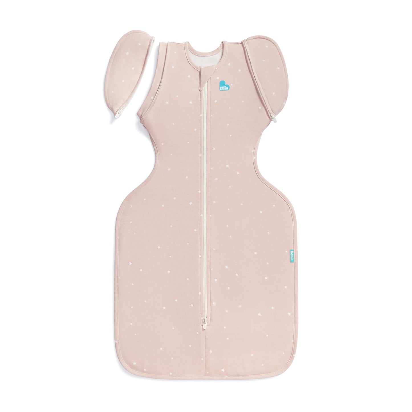 Love to Dream Swaddle Up™ Transition Bag, 1.0 TOG, 13-19 lbs, Stage 2, Zip-Off Wings, Gently Help Baby Transition from Being Swaddled to Arms Free When Showing Signs of Rolling, Powder Pink Twinkle