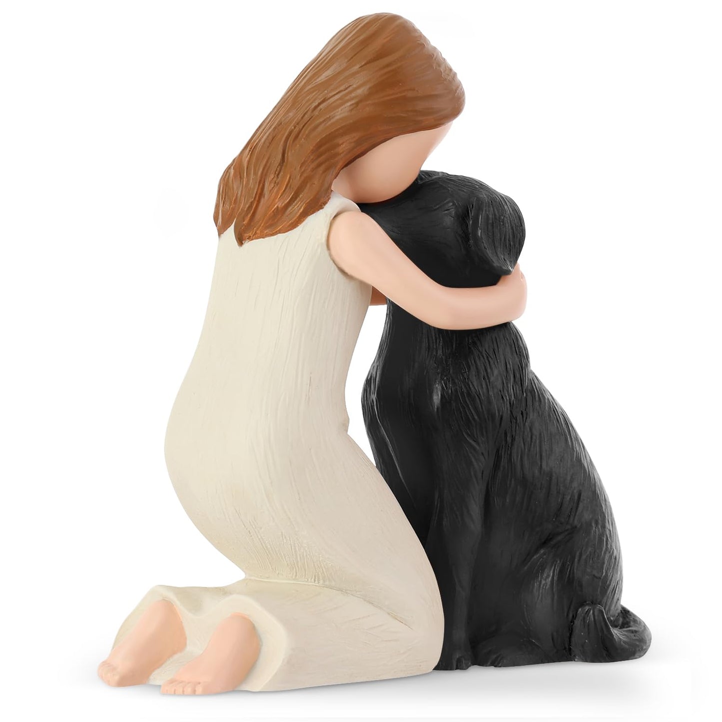 Hensonever Love My Black Dog Figurines Statues, Black Dog Angel Friendship Remembrance Gifts, Sculpted Hand-Painted Figures for Dog Lovers