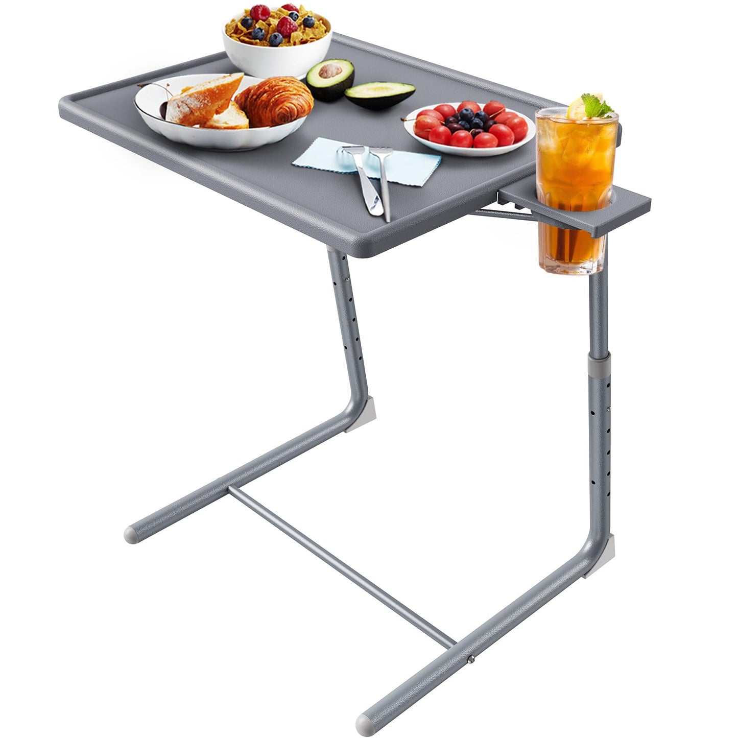 HUANUO Adjustable TV Tray Table - TV Dinner Tray on Bed & Sofa, Comfortable Folding Table with 6 Height & 3 Tilt Angle Adjustments (Gray)